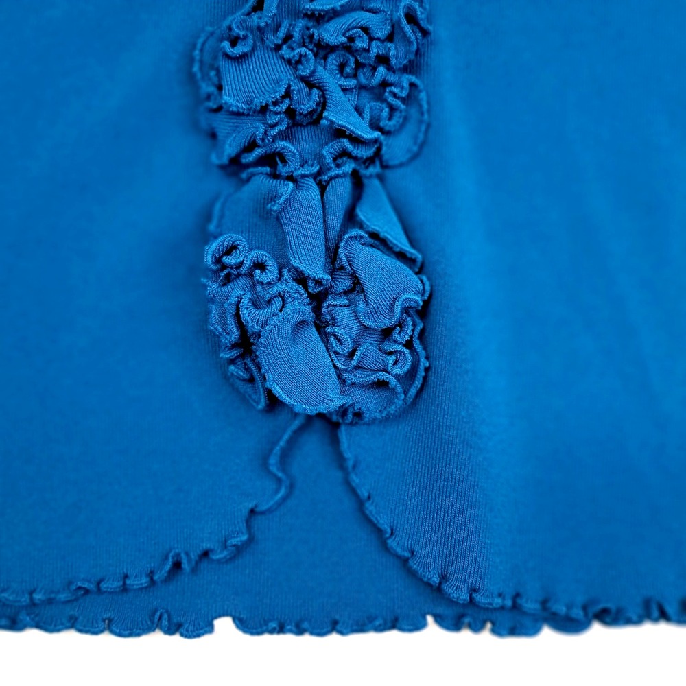 grace Ruffled Cardigan Sweater Women's M Teal Scalloped Hem Coquette Feminine - Picture 4 of 8